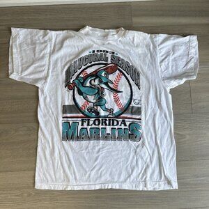 Vintage Florida Miami Marlins Inaugural 1993 Shirt Sz L‎ Fits SM Single Stitch